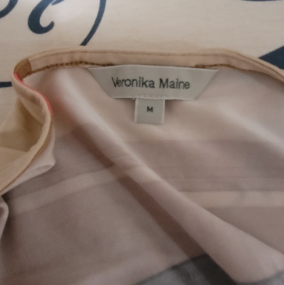 Veronica Maine Womens Top Size M Striped Orange Brown V neck Stretchy Flattering - Picture 5 of 9